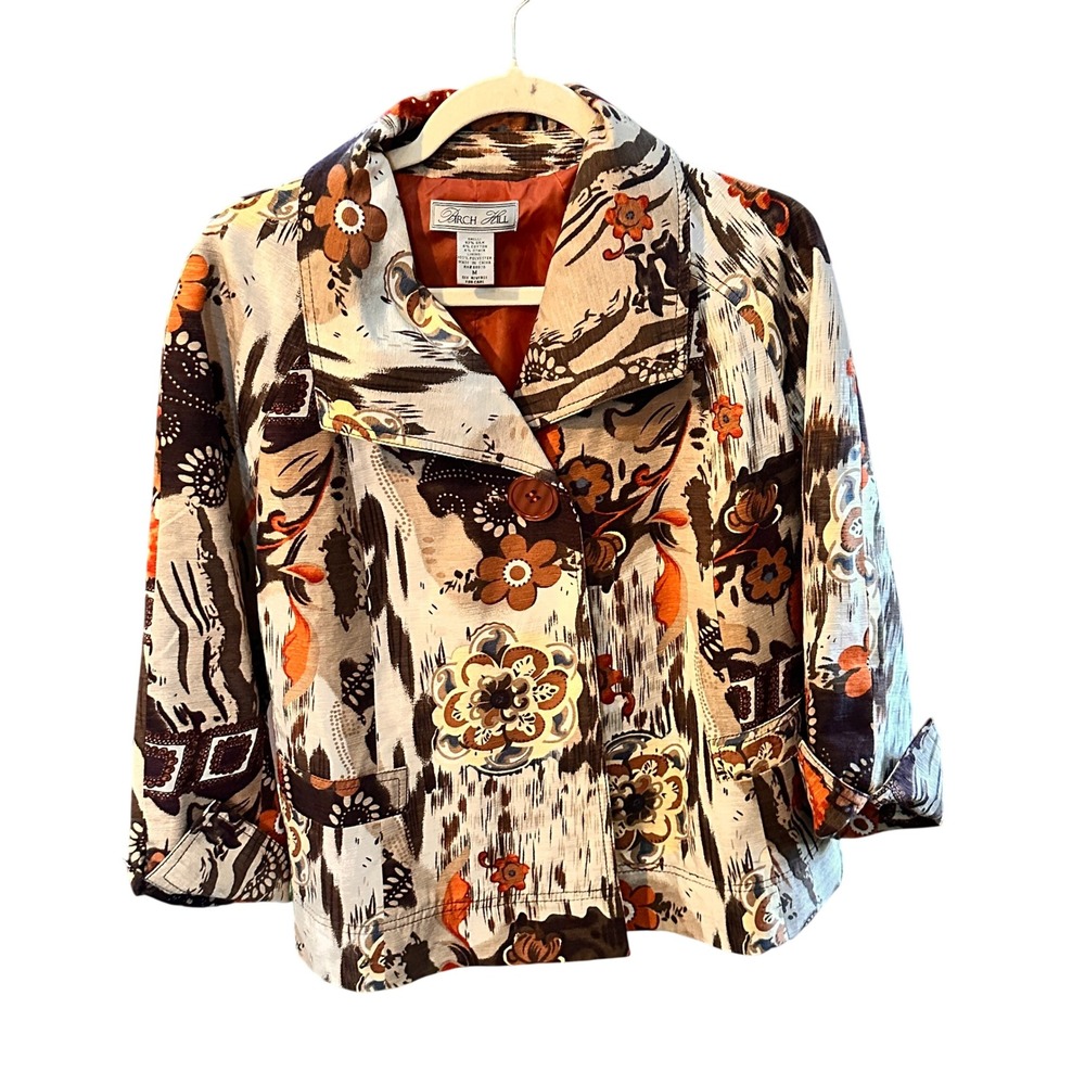Vintage Y2K Birch Hill Silk Blend Floral Jacket Women Medium Multi Art To Wear